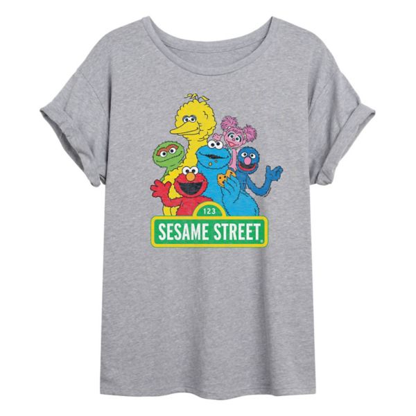 

Винтажная оверсайз футболка для подростков с принтом Sesame Street Licensed Character, серый