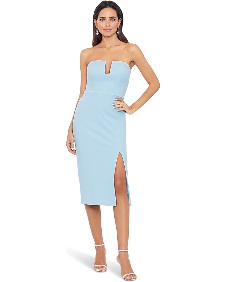 

Платье XSCAPE Midi Scuba Crepe Strapless Cutout, цвет Aqua