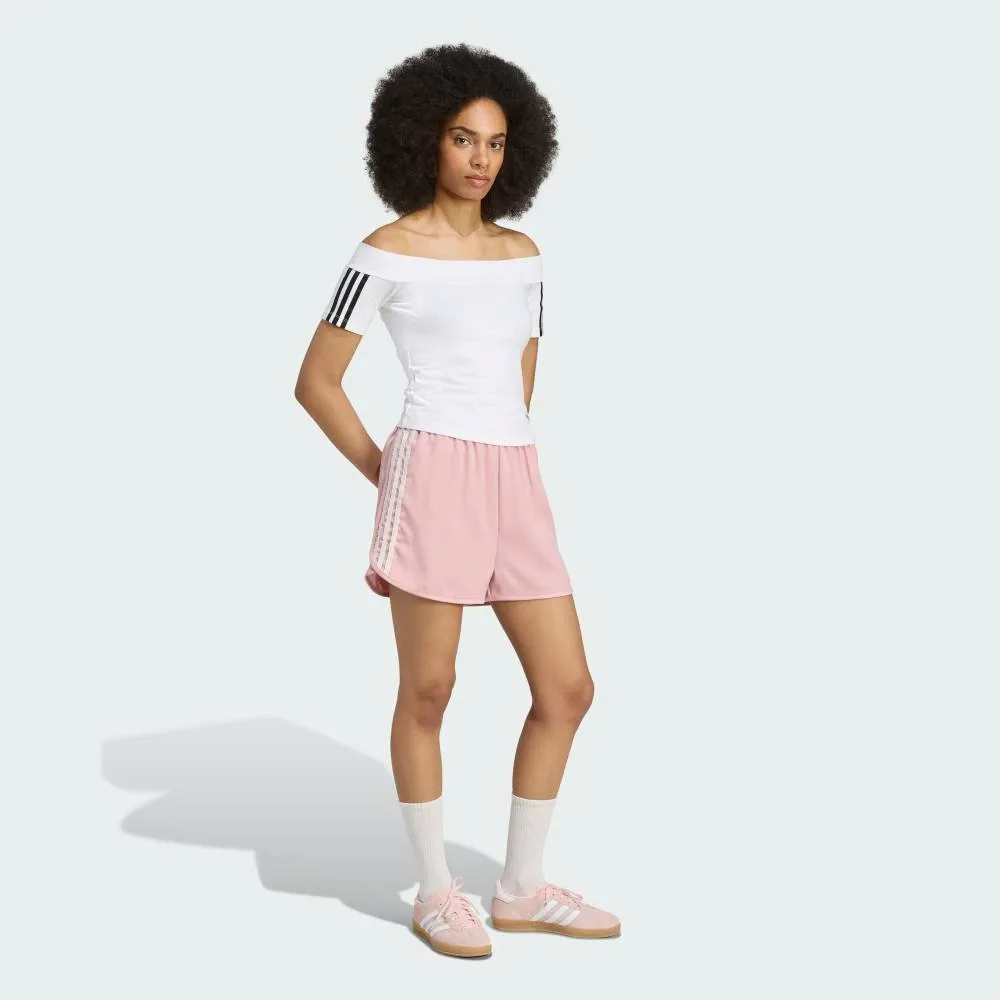 Шорты Originals из атласа с оборками и тремя полосками Adidas, pink — фото 3