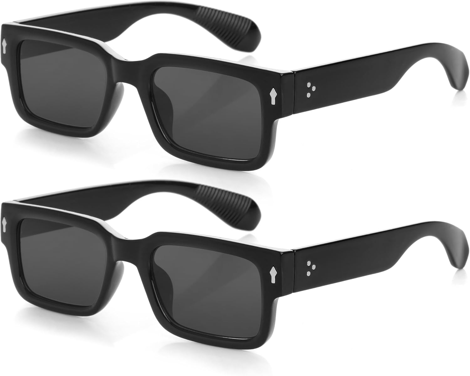 

Солнцезащитные очки Kursan Square Thick Frame Black для мужчин и женщин, модные прямоугольные солнцезащитные очки с защитой от УФ-излучения UV400, 2 Pack（black/Black + Black/Black）