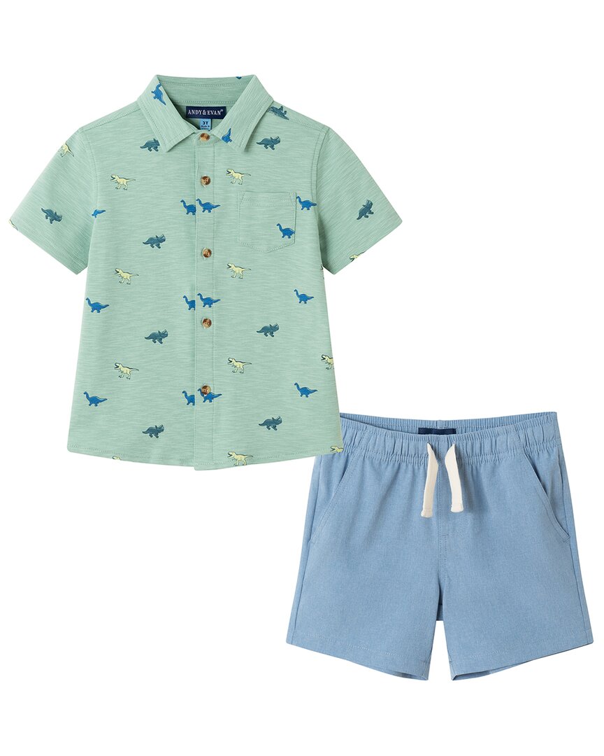 

Andy & Evan Комплект из трикотажа с принтом динозавров, зеленый