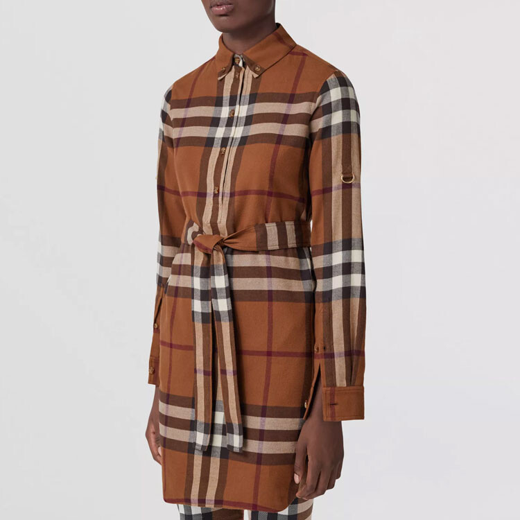 Burberry женское платье с длинными рукавами, цвет Brown — фото 4