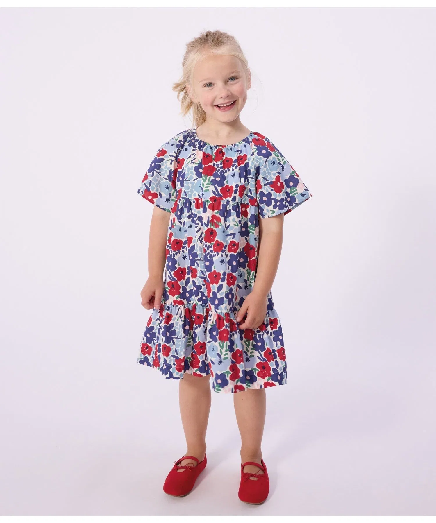 Детское платье с цветочным принтом PETIT BATEAU белое