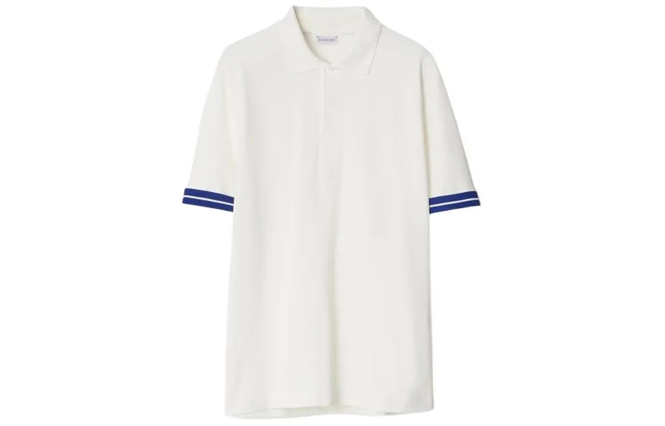 Поло Burberry с полосатыми манжетами, Chalk White