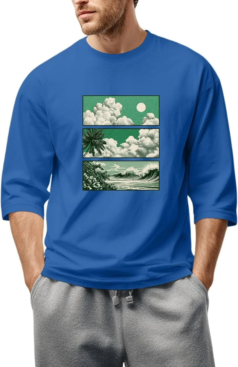 

Футболка для мужчин с 3/4 рукавом и 2D принтом Kvsozwuty