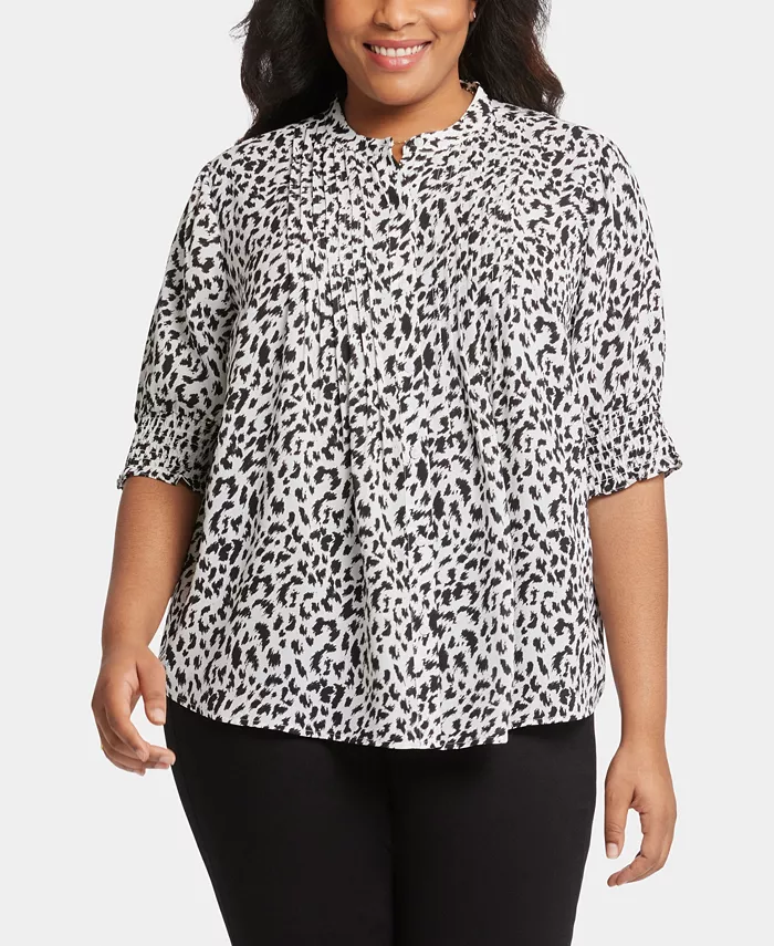 

Блузка большого размера с плиссированным воротником в крестьянском стиле NYDJ, мультиколор