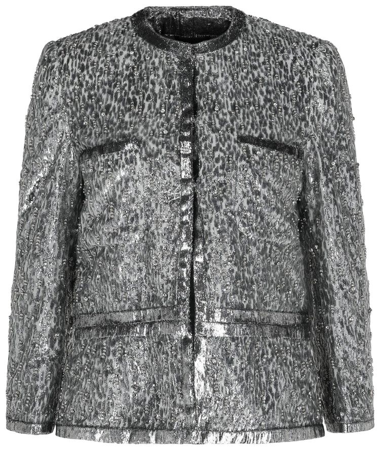 

Однобортный жакет Givenchy с анималистическим принтом, серебряный