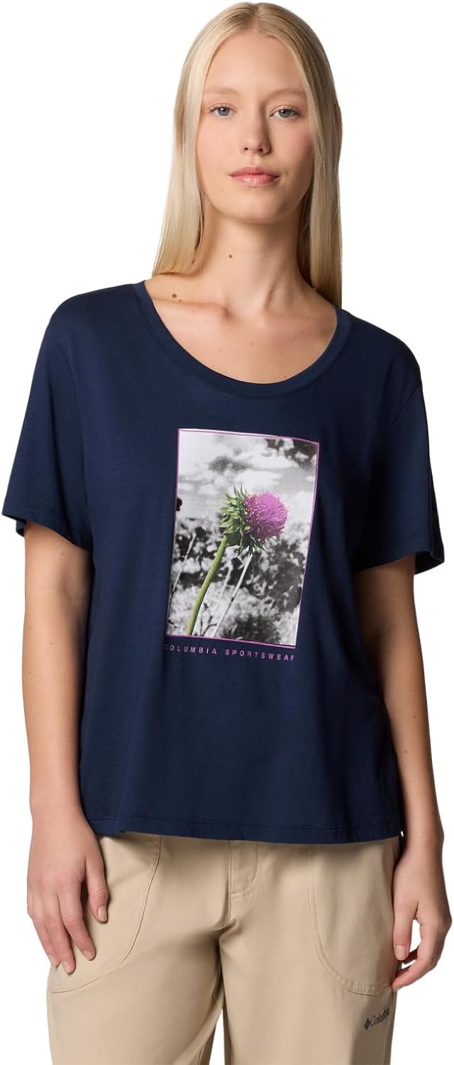 

Женская футболка Columbia Ruby Springs с графическим принтом, круглым вырезом и короткими рукавами, Collegiate Navy/Wanderlust Floral, Красный, Женская футболка Columbia Ruby Springs с графическим принтом, круглым вырезом и короткими рукавами, Collegiate 