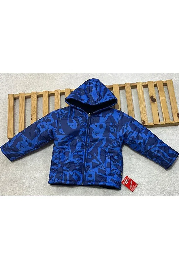 Детское зимнее пальто для девочек из денима с капюшоном Else, Blue