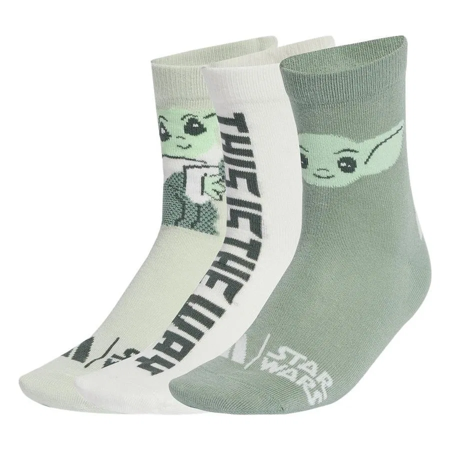 Детские носки с принтом Star Wars модель LK SW MNDO 3PP adidas, Зеленый