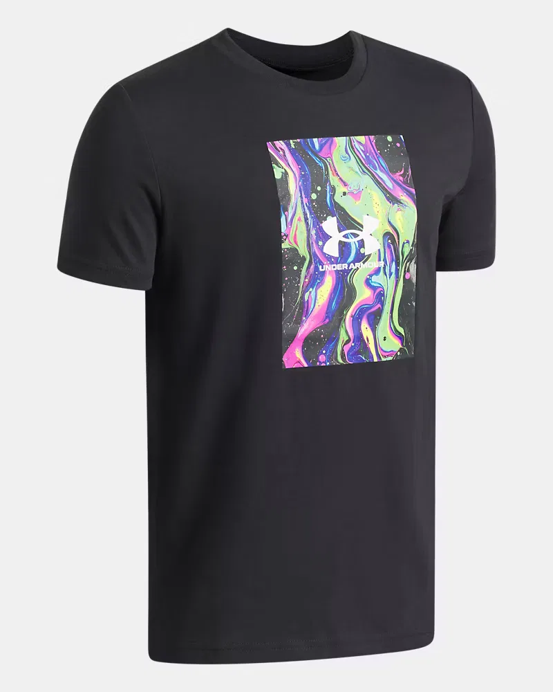 Футболка детская с коротким рукавом и ярким принтом UA Multi Color Photo UnderArmour, Black/White — фото 3