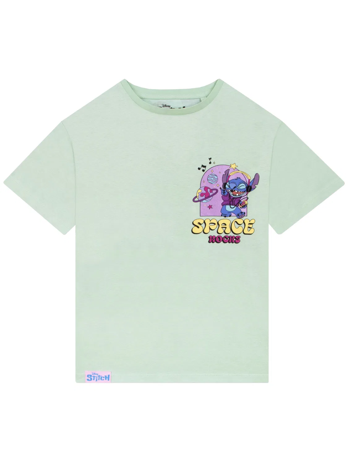 Футболка с принтом Stitch Space Rocks Character, зеленая — фото 2