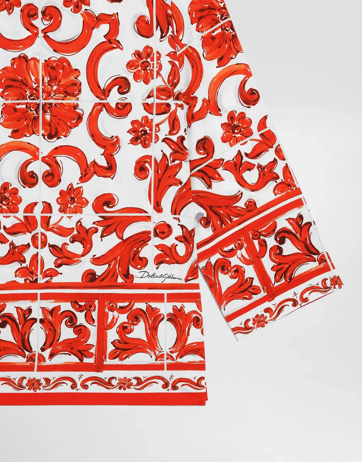 Рубашка из креп-шифона с принтом «Майолика» DOLCE & GABBANA, бежевый — фото 3