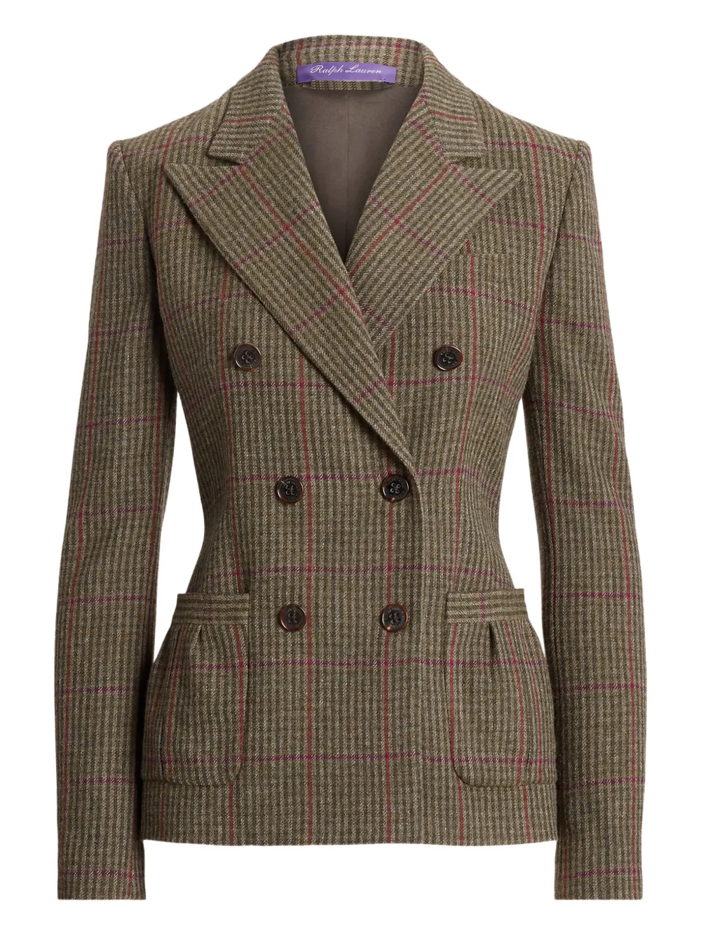 

Двубортный клетчатый пиджак Ralph Lauren Collection, зеленый