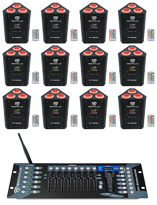 

Комплект Rockville RF WEDGE BLACK RGBWA + UV Батарея Wireless DMX Up Lights + Контроллер RF WEDGE BLACK + Rockforce W2