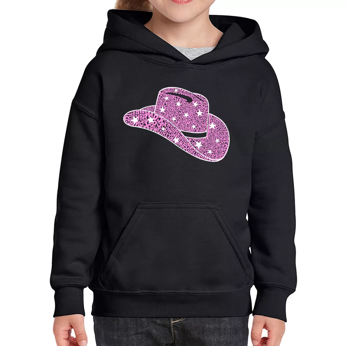 Детское худи с принтом Cowgirl Hat LA Pop Art, Black