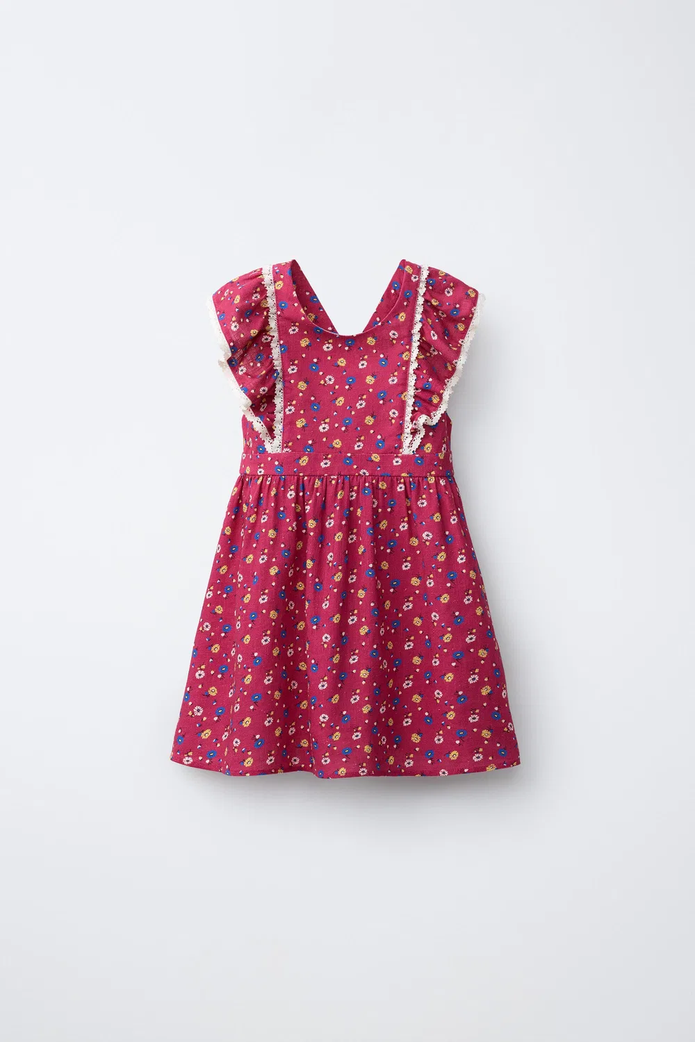 Платье из льняной смеси с цветочным принтом ZARA, Fuchsia