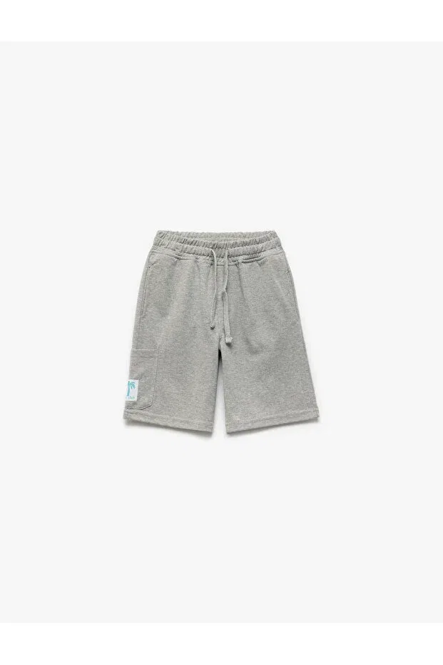 Детские шорты для мальчиков хлопковые Cotton applique pocket detailed waist tie shorts Koton, Gray