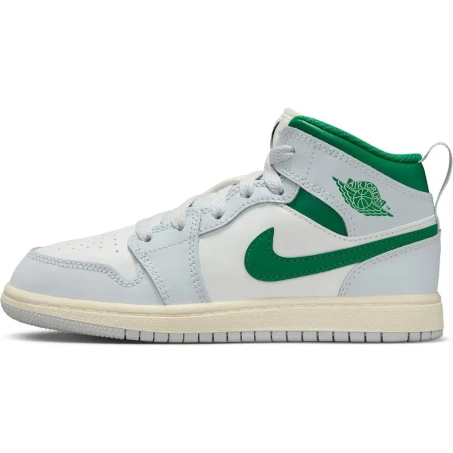 Кроссовки с кожаным верхом Nike Air Jordan 1 Mid Ps Leather Unisex Sneaker, Бело-зеленый — фото 2