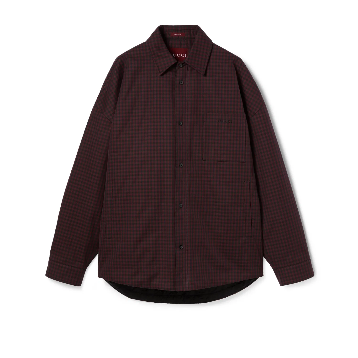 Пуховик Gucci Burgundy с пледовым флисом, мужской