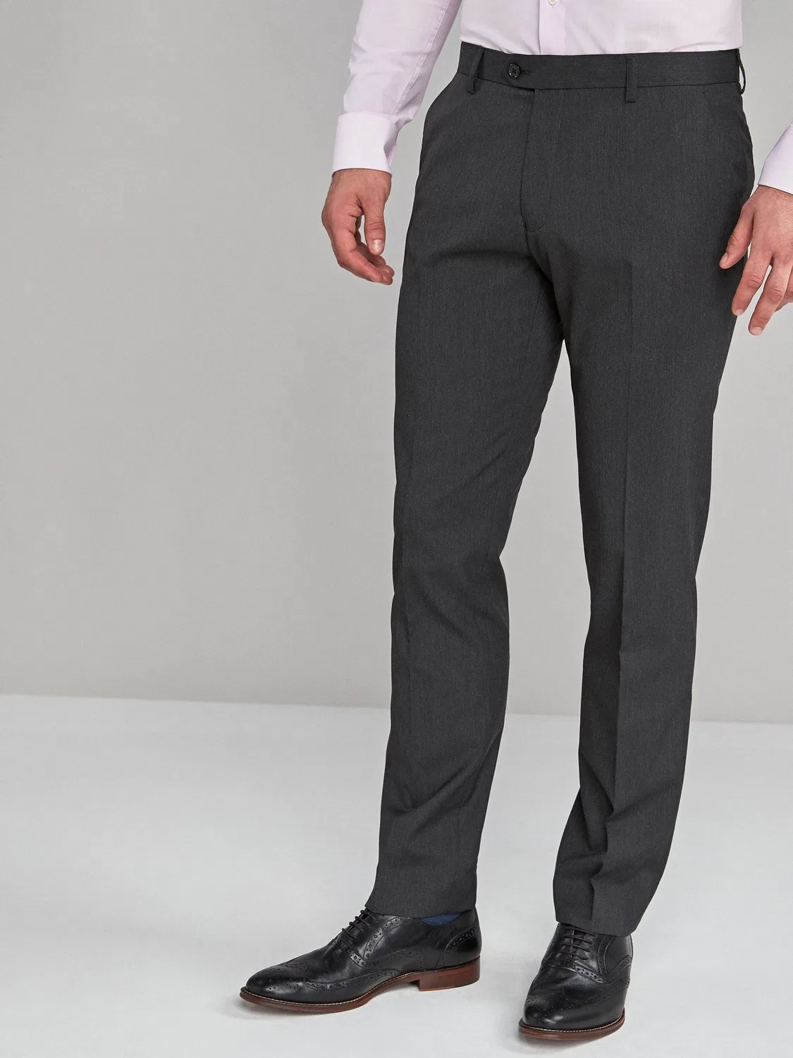 Брюки узкие, модель Slim Fit Stretch Smart Next, угольно-серый