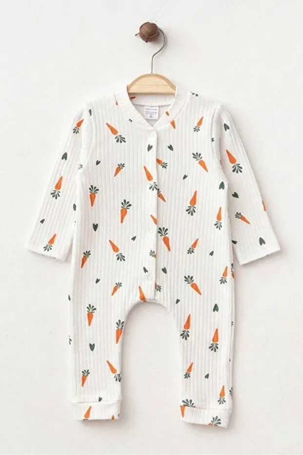 Детский комбинезон для новорожденных с тропическим принтом Baby carrot Yukobaby Bebeğiniz Için En Doğalı, White