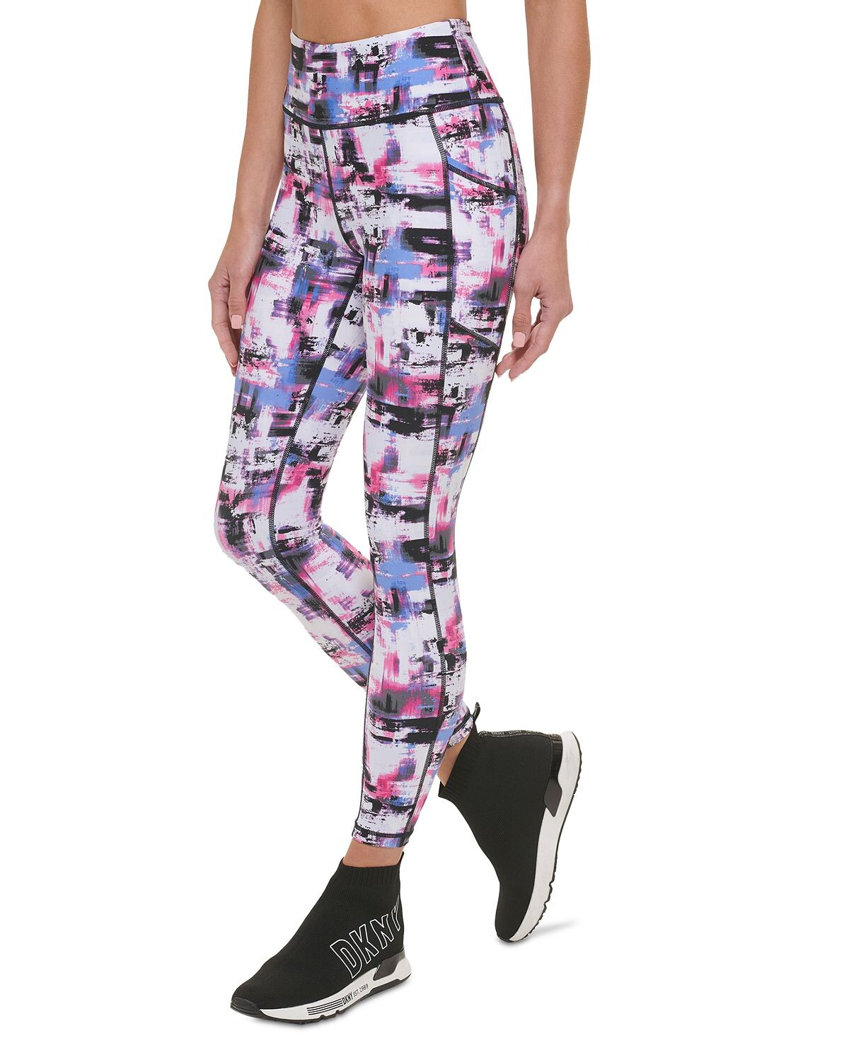 

Леггинсы с высокой талией 7/8 и принтом DKNY, мульти
