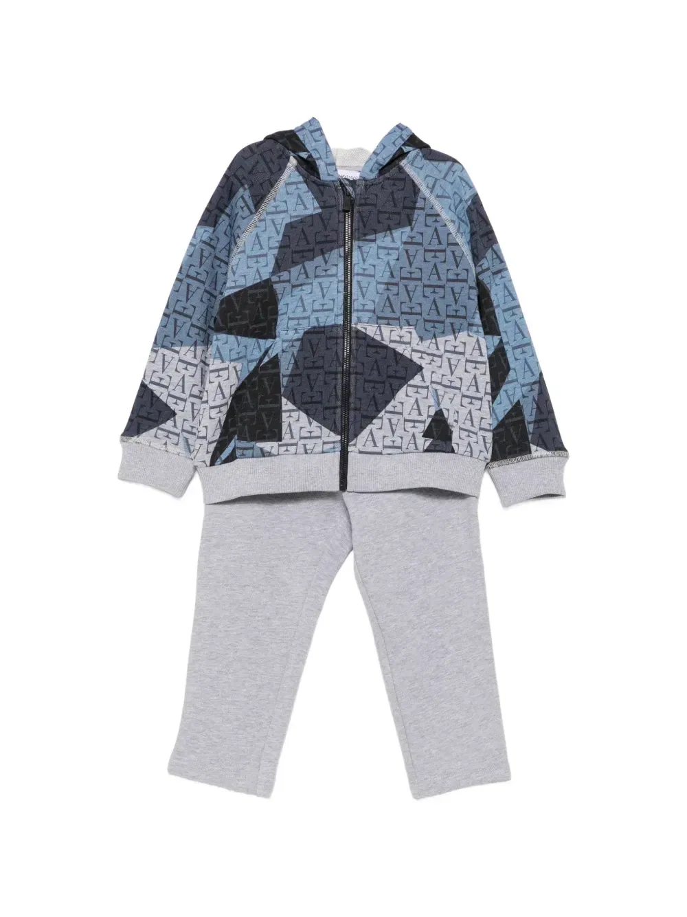 Спортивный костюм с капюшоном и монограммой Emporio Armani Kids, серый