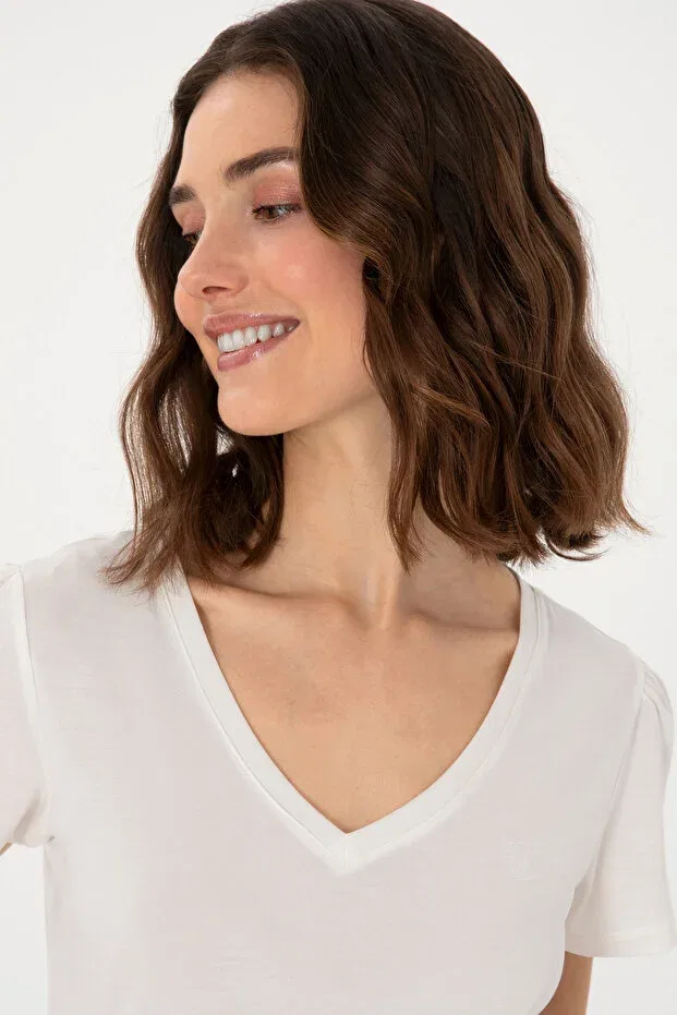Женская футболка с V-образным вырезом U.S. Polo Assn., Nude Color — фото 2