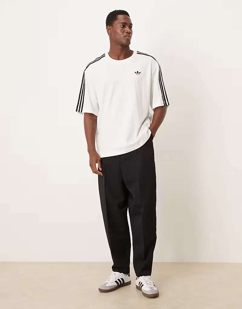 Футболка оверсайз three stripe Adidas Originals, белый — фото 2