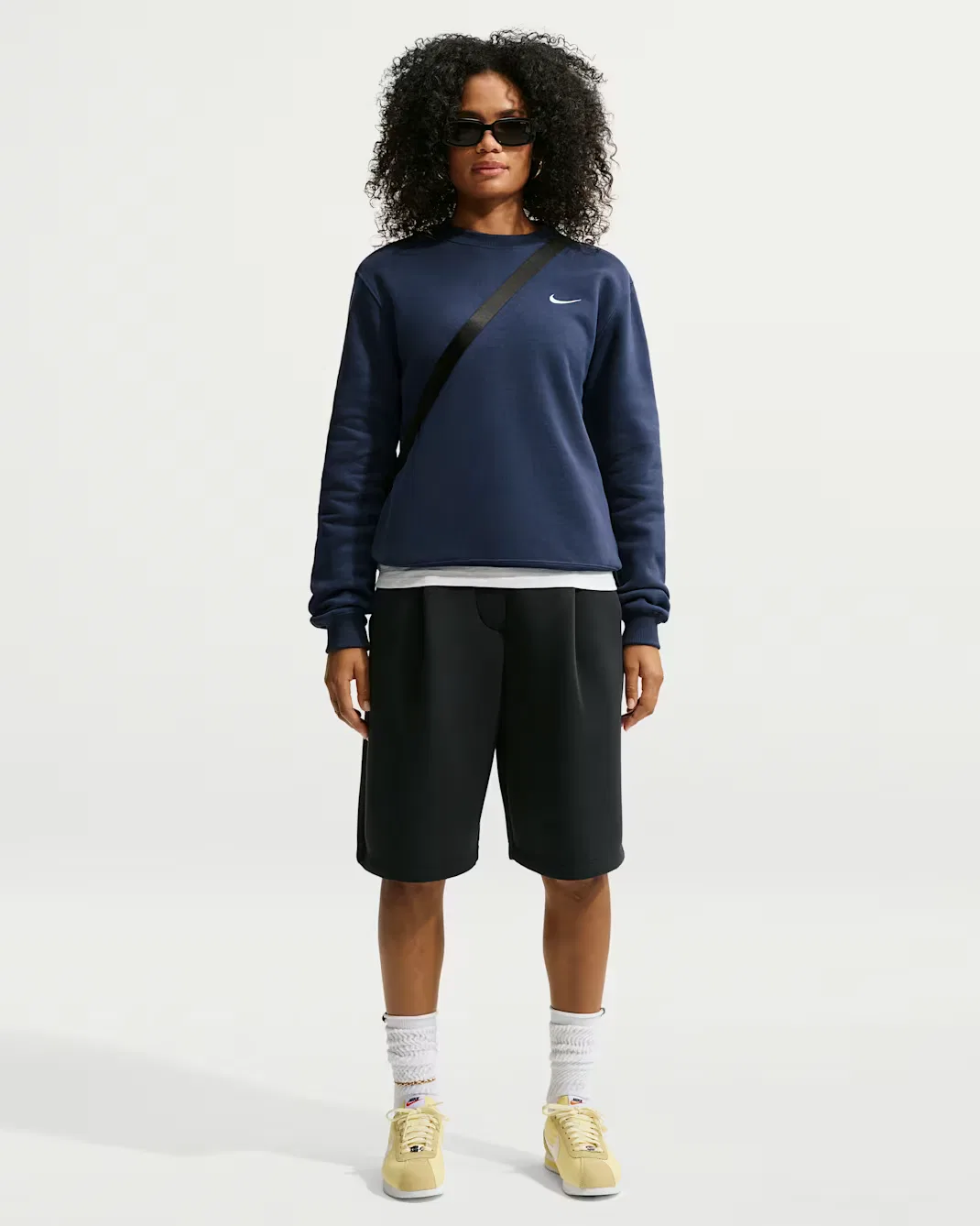 Women's Crew Nike Studio Fleece Medium Weight, Midnight Navy/Sail — фото 4