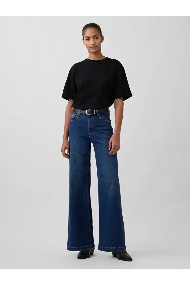 Женские джинсы с широкими штанинами Gap, Dark Blue
