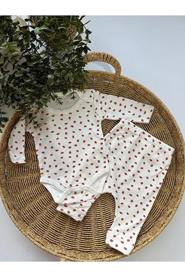 Детский комплект боди и ползунков с принтом Strawberry Lovmi Nayinom, White