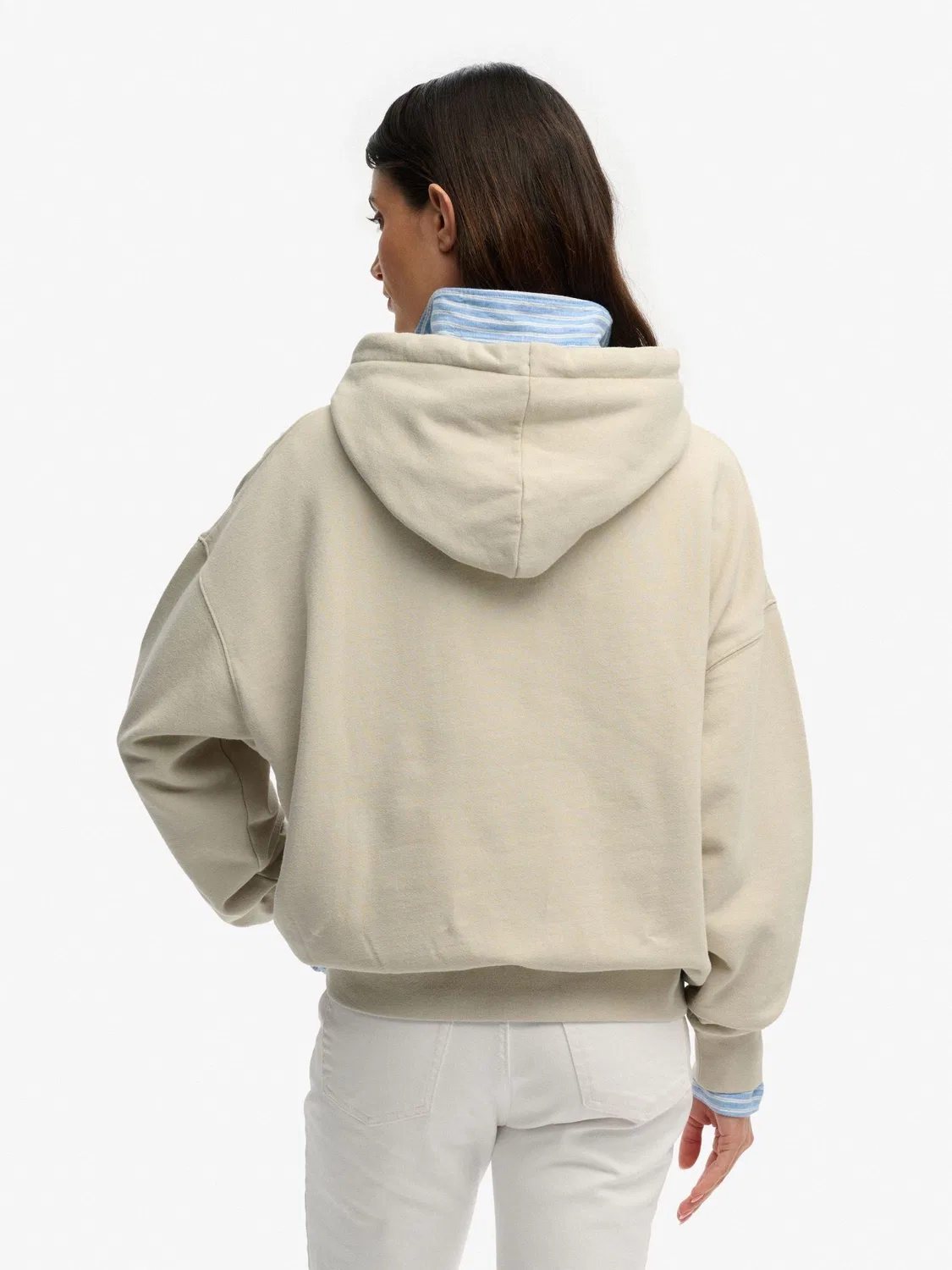 Худи оверсайз Superdry Luxe Casual Embroidered Relaxed, кремовый — фото 2