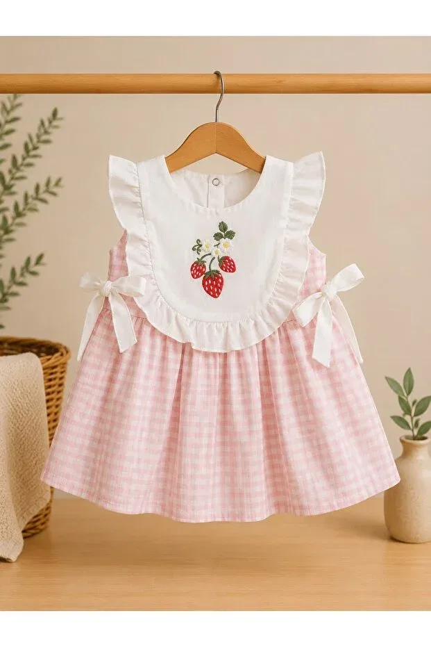 Детское платье для девочек с принтом Strawberry Baby Girl Dress Gubi Kids, White