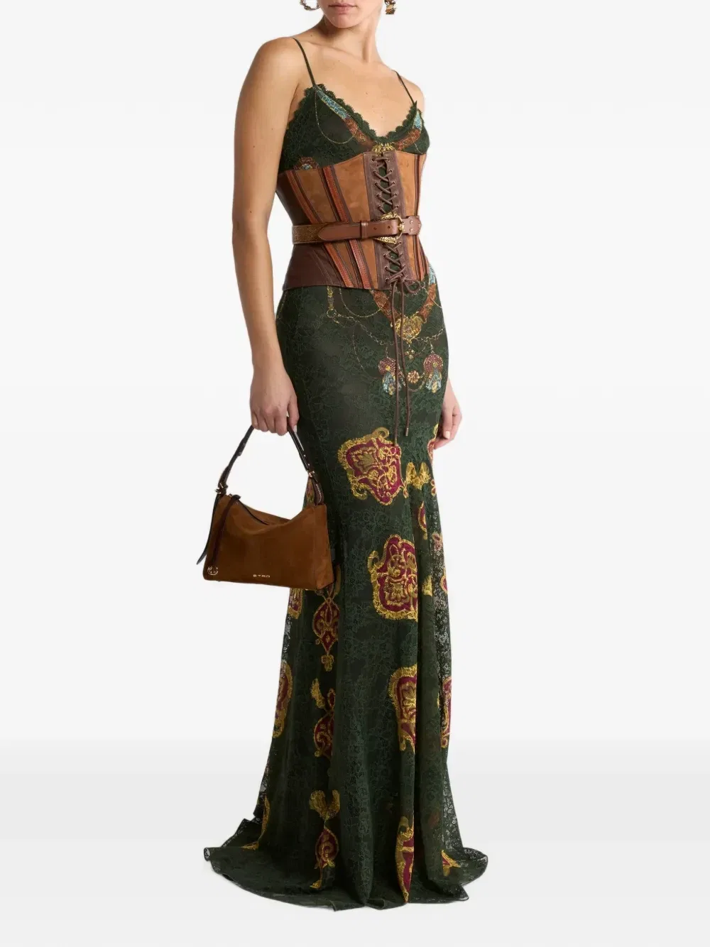 Длинное платье из джерси с принтом ETRO, зеленый — фото 3