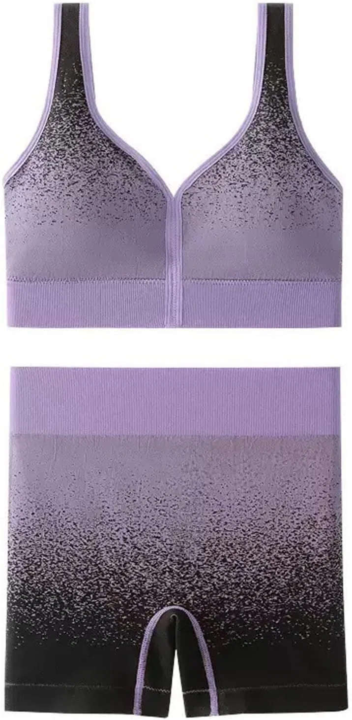 Спортивный комплект: топ и шорты, бесшовный, Generic, 03_purple