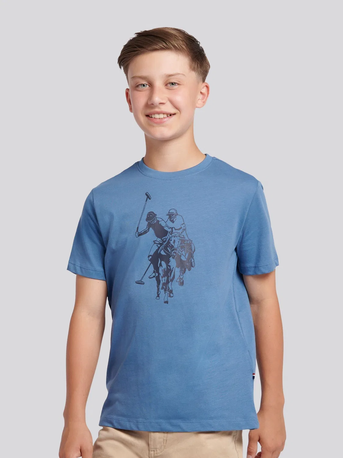 Футболка с принтом Double Horsemen U.S. Polo Assn, кораллово-синий