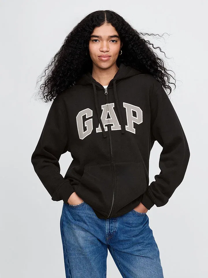Женская свободная дуттая куртка с капюшоном GAP, Schwarz — фото 3
