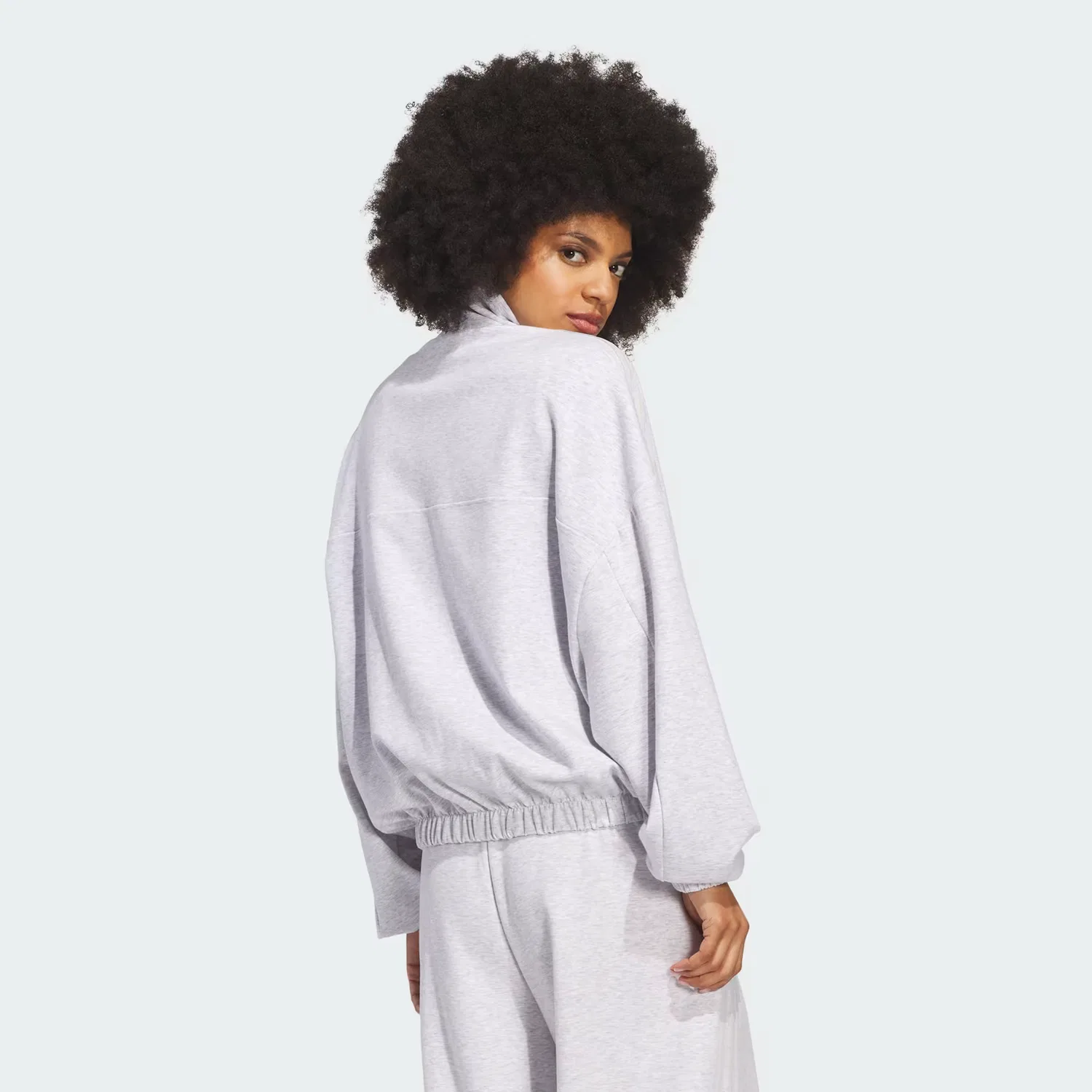 Женская олимпийка на молнии свободного кроя Adidas Originals, светло-серый меланж — фото 2