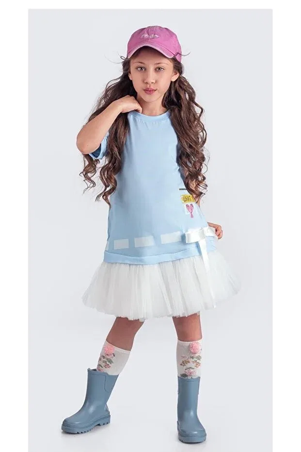 Детское платье для девочек спортивное с пачкой Summer Combed Cotton Girls' Sports Dress With Tutu Skirt M00703 Mnk Baby&Kids, Blue — фото 3