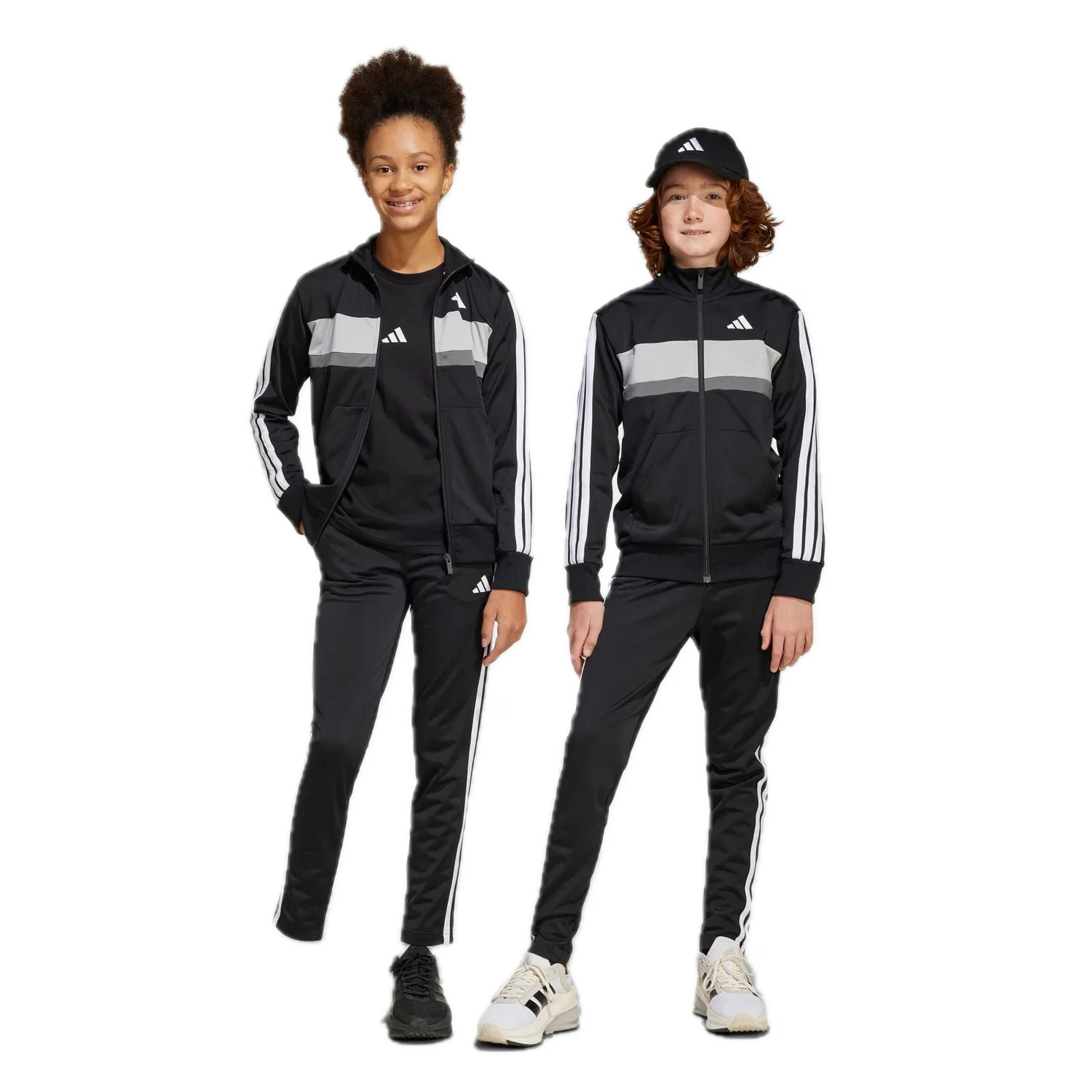 Детский спортивный костюм с тремя полосками Adidas, черный — фото 2