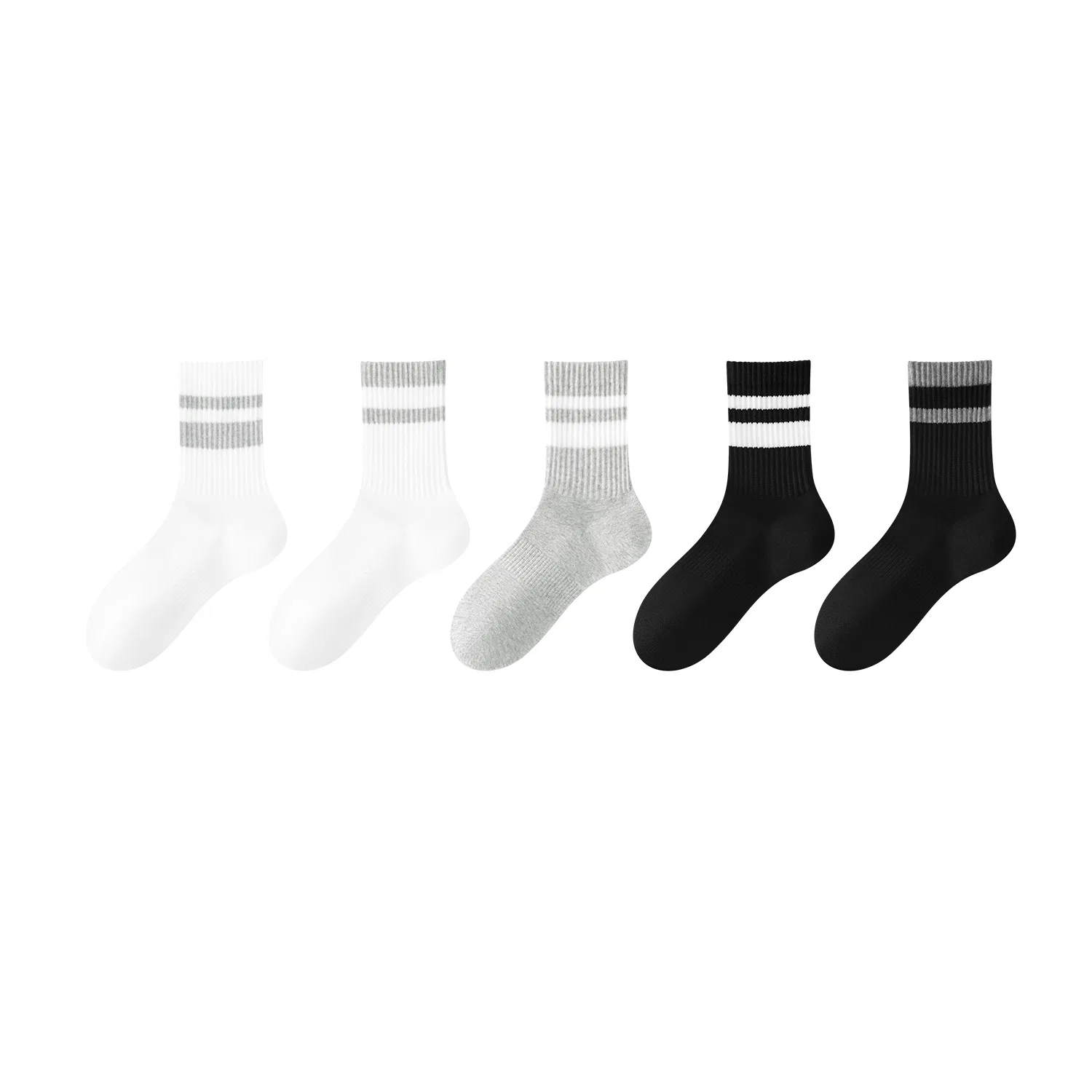 Детские носки укороченные набор 5 пар MIANZHUWU, 5 Pack (White and Gray Stripes+White Medium Gray Stripes+Gray and White Stripes+Black and White Stripes+Black and Gray Stripes)