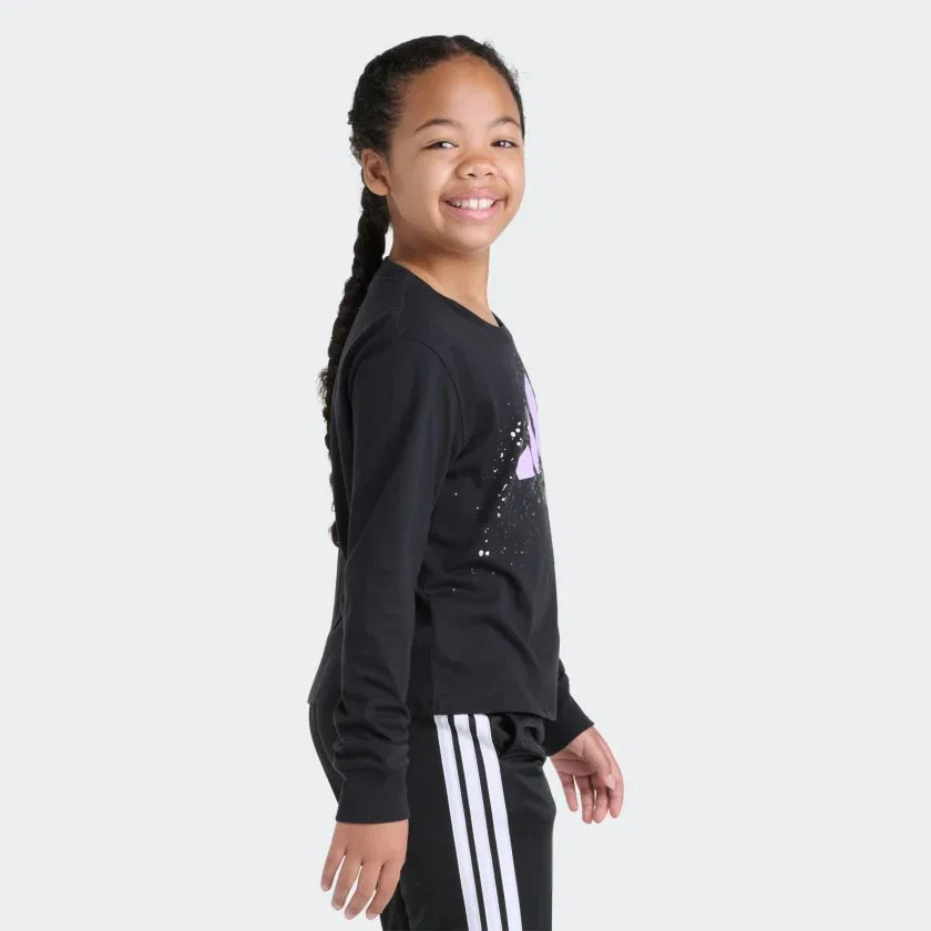 Детский лонгслив с принтом adidas, Black — фото 4