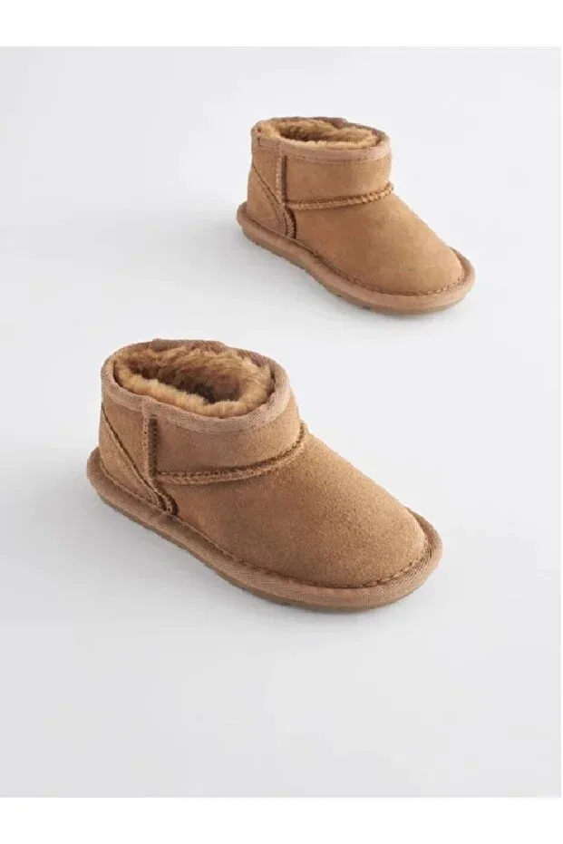 Детские ботинки для девочек водонепроницаемые Mini faux fur lined waterproof suede boots Next Baby, Brown — фото 2
