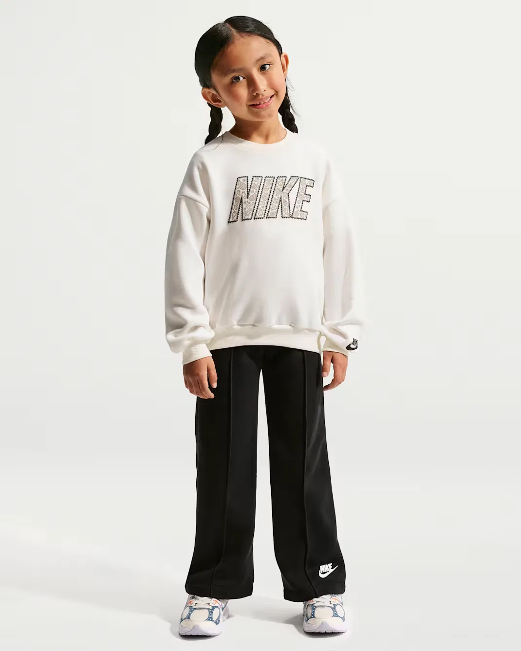 Детский комплект из двух предметов: брюки с широкими штанинами Nike Retro Remix, Black