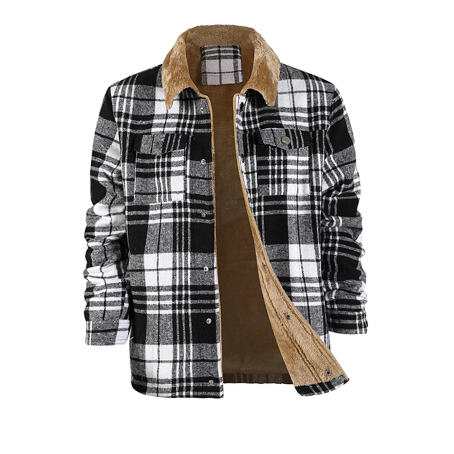 Мужское пальто из фланели с принтом Retro Scottish Flannel, Black