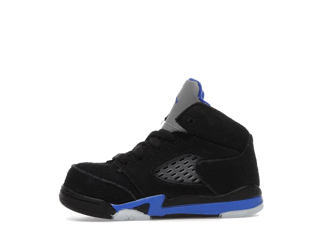 Детские кроссовки с сетчатыми вставками Jordan 5 Retro Jordan, Black/Racer Blue-Reflective Silver — фото 3