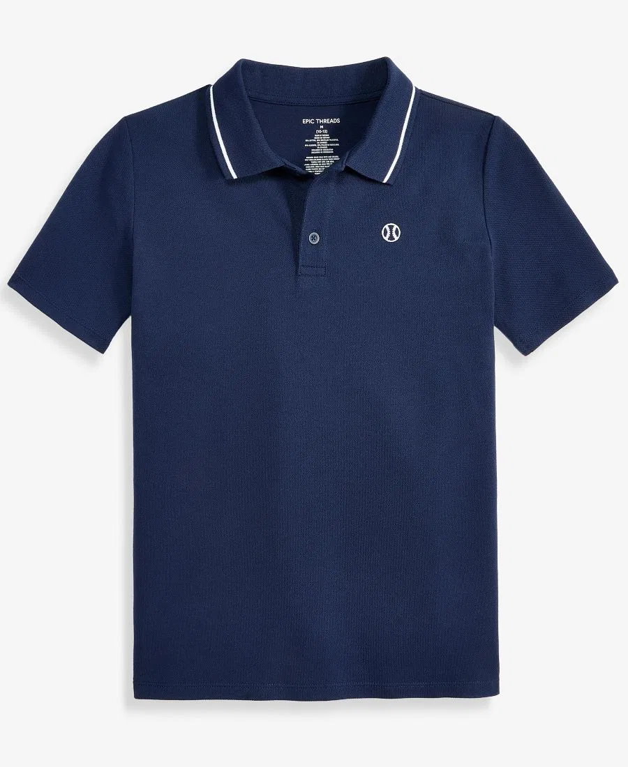 Детское поло из пике с эмблемой бейсбола Epic Threads, Navy Nautical
