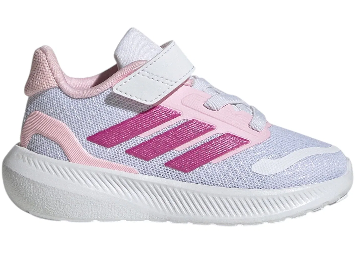 Детские кроссовки для бега с шнуровкой Adidas Runfalcon 5, Cloud White Clear Pink Grey Two